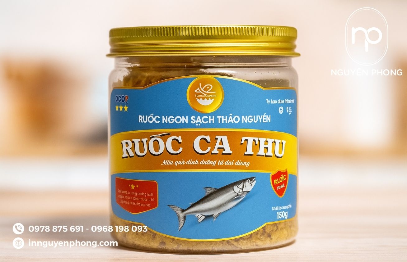Mẫu tem nhãn ruốc cá thu 